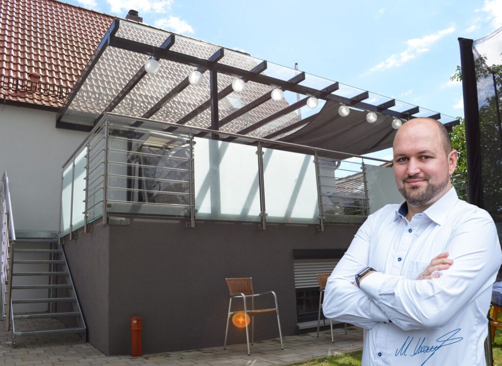 Terrassenüberdachung mit Glas steel series