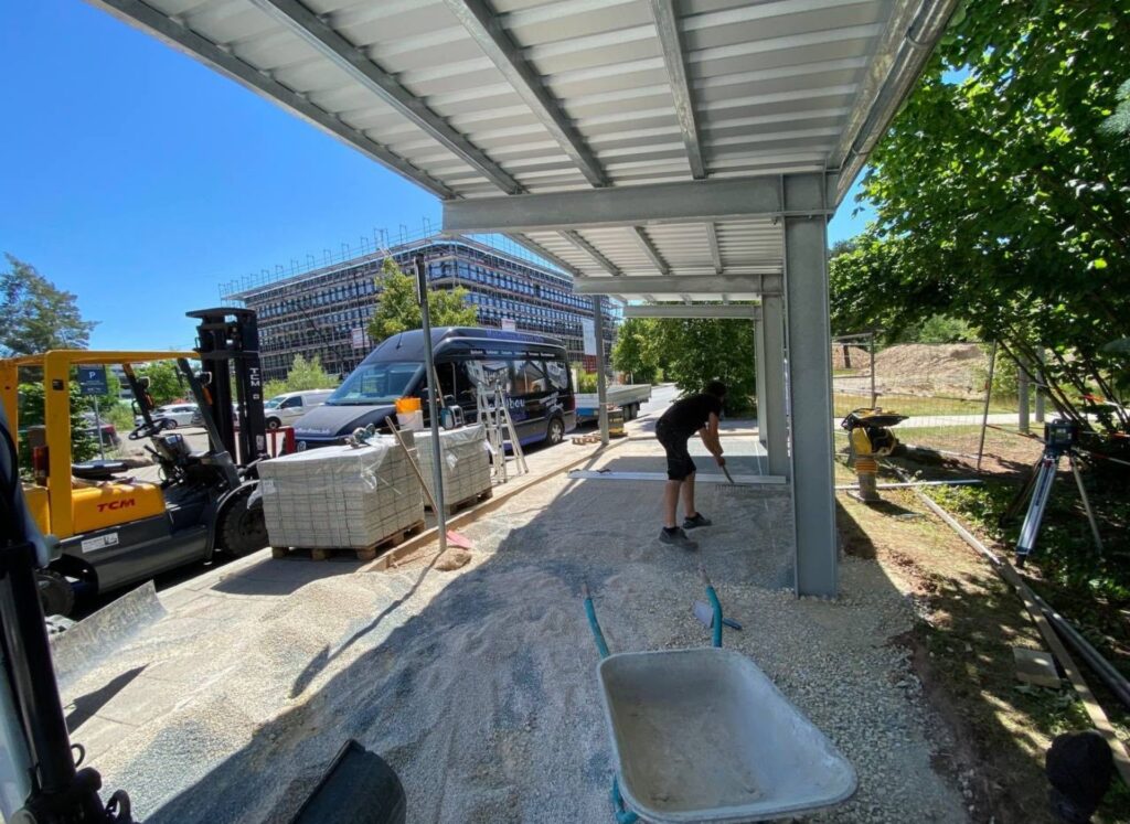 Fundamentarbeiten Pflaster Fahrradunterstand